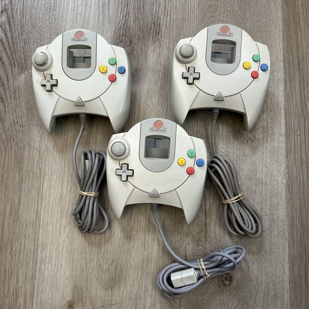 Sega Dreamcast Controller Lot Of 3 Official OEM White Grey HKT 7700 Tested Works